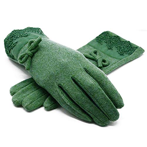 Bruce Dillon 2019 Nuevas Mujeres de Invierno Guantes cálidos Guantes de Cachemir de Encaje sólido Longitud de la muñeca Mitones de Moda Guantes Guantes de Mujer Femenina G130 Rojo Vino Un tamaño