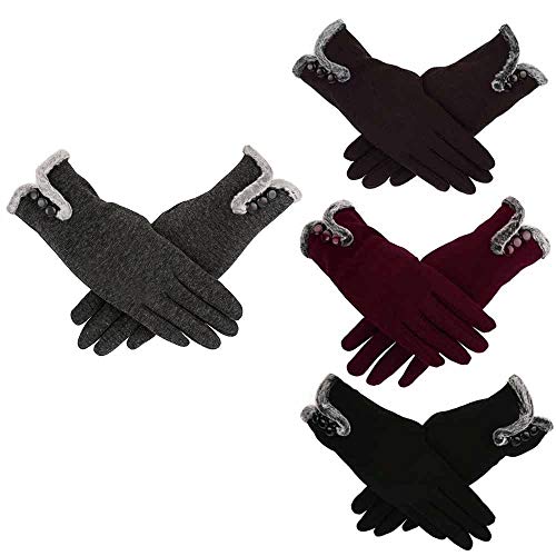 Bruce Dillon Guantes Femeninos para Mujer Invierno cálido para Mujer Leater Impermeables Guantes de Dedo Completo Guantes de Pantalla táctil para Mobileburgundy Talla única