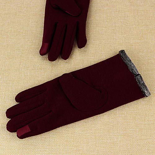 Bruce Dillon Guantes Femeninos para Mujer Invierno cálido para Mujer Leater Impermeables Guantes de Dedo Completo Guantes de Pantalla táctil para Mobileburgundy Talla única