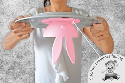 Brunoko Vajilla Bebé Set de Plato Ventosa + Cubiertos -Cuenco y Cuchara Silicona Destete - Vajilla Infantil Antideslizante con Succión + Utensilios Infantiles Aprendizaje BLW-Diseñado en España (Rosa)