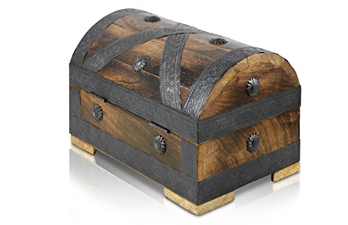 Brynnberg - Caja de Madera Cofre del Tesoro con candado Pirata de Estilo Vintage, Hecha a Mano, Diseño Retro 24x16x16cm