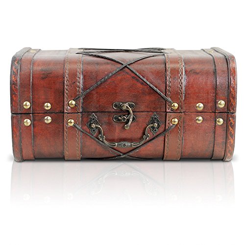 Brynnberg - Caja de Madera Cofre del Tesoro Pirata de Estilo Vintage, Hecha a Mano, Diseño Retro 28x28x14cm