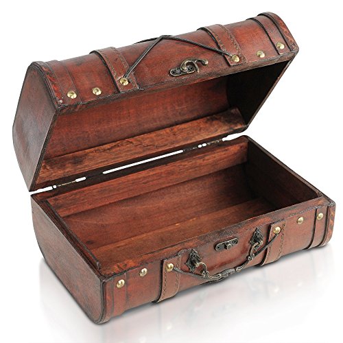 Brynnberg - Caja de Madera Cofre del Tesoro Pirata de Estilo Vintage, Hecha a Mano, Diseño Retro 28x28x14cm