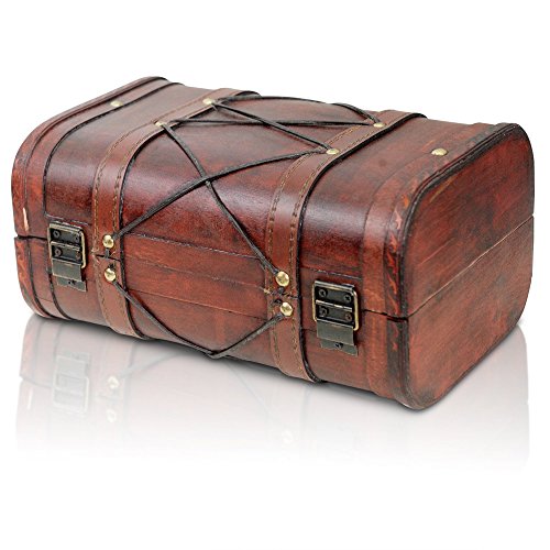 Brynnberg - Caja de Madera Cofre del Tesoro Pirata de Estilo Vintage, Hecha a Mano, Diseño Retro 28x28x14cm