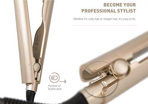 BUDDYGO Plancha de Pelo Profesional, Planchas y Rizador de Pelo 2 en 1, Alisados Perfectos y Ondas y Rizos Naturales, Tecnología Cerámica, Planchas Para el Pelo Multifunción para Todo Tipo de Cabello
