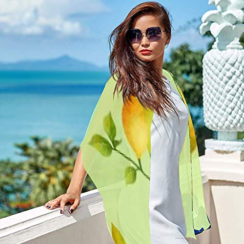 Bufanda de gasa con protector solar ligera y transpirable para mujer, verano superior del cuerpo, pañuelo para bloquear el viento y la arena, vitamina C, limón