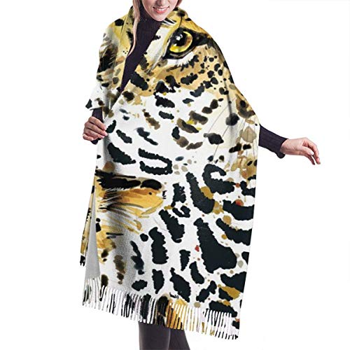 Bufanda de Invierno Para Mujer Chal Pashminas Patrón de leopardo Grande Larga de 196 * 68CM Chal Invierno Cálida Suave Manta para Mujeres