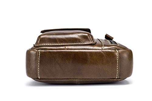 BULLCAPTAIN Bolso Para Hombre Piel Bolso Mensajero Pequeño Bolsa de Cuero Hombre Riñonera Bolso bandolera Bolsa de Hombro Estilo Vintage bolsa Cruzada Cuerpo Bolsa de Cinturón