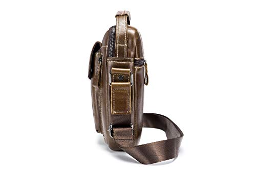 BULLCAPTAIN Bolso Para Hombre Piel Bolso Mensajero Pequeño Bolsa de Cuero Hombre Riñonera Bolso bandolera Bolsa de Hombro Estilo Vintage bolsa Cruzada Cuerpo Bolsa de Cinturón