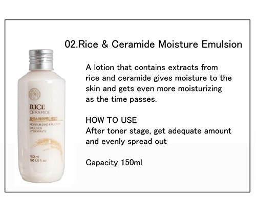 Bundle - The Face Shop Rice & Ceramide Moisture SET(Emulsion + Toner) + SoltreeBundle Natural Hemp Paper 50pcs