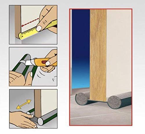 Burlete Puerta Espuma Bajopuerta 95 CM，Bajo Puerta de espuma，Doble rollo aislante (MARRON)