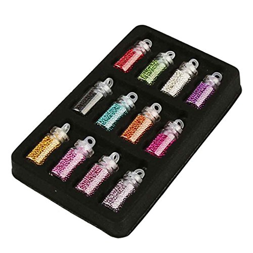 Busirde 12 Colores en 3D los Mini Granos de Caviar uñas de los Brillos del Arte DIY manicura de la decoración de Gel UV Herramientas Accesorios