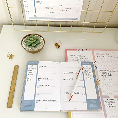 Busy B - Agenda Busy Life de enero a diciembre 2021 - Agenda semanal A5 diseño floral de color rosa, con horarios dobles, portabolígrafos y bolsillos