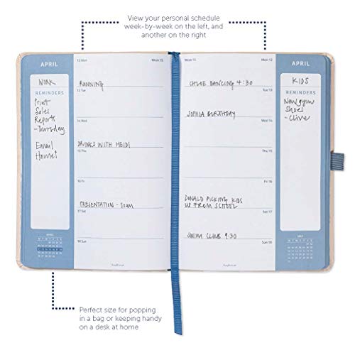 Busy B - Agenda Busy Life de enero a diciembre 2021 - Agenda semanal A5 diseño floral de color rosa, con horarios dobles, portabolígrafos y bolsillos