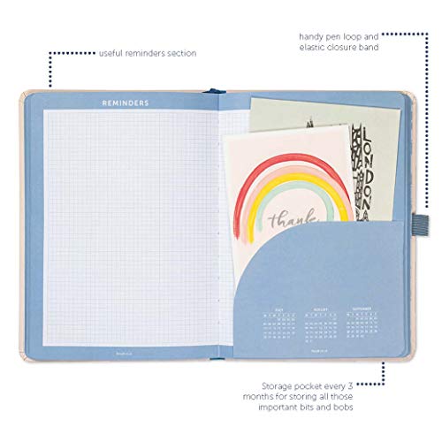 Busy B - Agenda Busy Life de enero a diciembre 2021 - Agenda semanal A5 diseño floral de color rosa, con horarios dobles, portabolígrafos y bolsillos