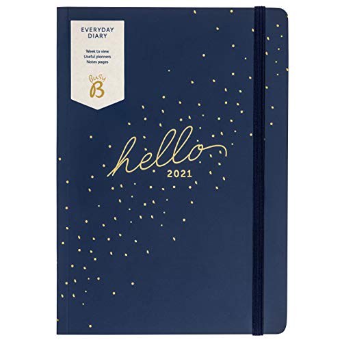 Busy B - Agenda Diaria Everyday de enero a diciembre de 2021 - Planificador semanal de piel sintética azul marino con notas