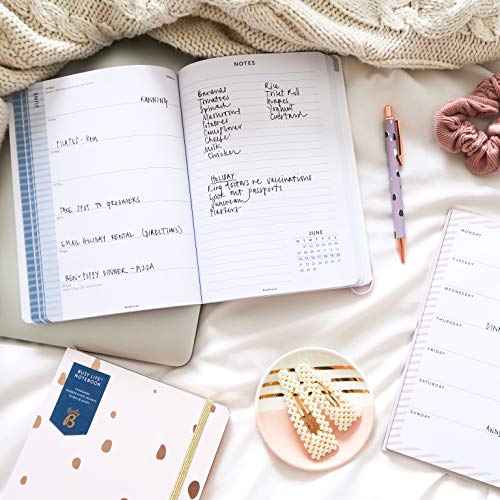 Busy B - Agenda Diaria Everyday de enero a diciembre de 2021 - Planificador semanal de piel sintética azul marino con notas