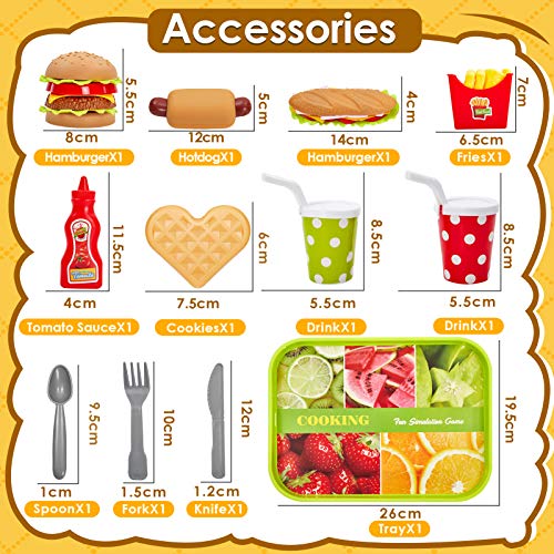 Buyger Cocina Comida Juguete Alimentos Hamburguesas Bandeja Bricolaje Juguetes Cumpleaños Navidad Regalo para Niños 3 4 5 Años