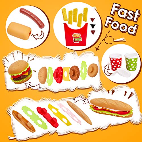 Buyger Cocina Comida Juguete Alimentos Hamburguesas Bandeja Bricolaje Juguetes Cumpleaños Navidad Regalo para Niños 3 4 5 Años