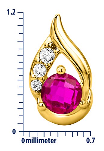 ByJoy Pendientes Mujer Plata de Ley (925/1000) Plata Redondo Rojo Rubí Sintético Circonita