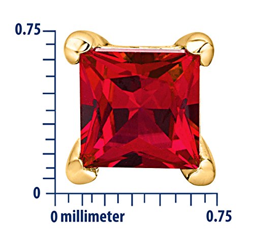 ByJoy Pendientes Mujer Plata de Ley (925/1000) Plata Talla Princesa Rojo Rubí Sintético Rubí