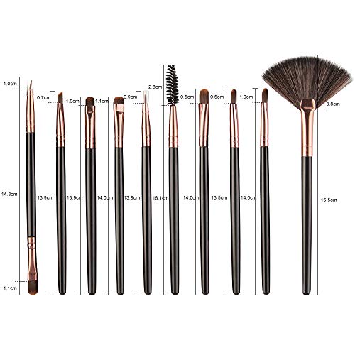 C100AE Brochas de maquillaje, 18 Piezas Profesional Pinceles Maquillaje Pincel de maquillaje para ojos Blush Lip Contour Concealer Makeup Brush, Adecuado para Maquillaje Diferente (Negro + oro)