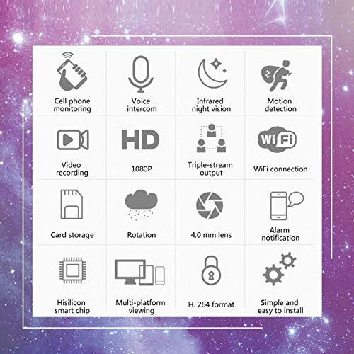 C26S Cámara IP inalámbrica para Interiores WiFi Visión Nocturna por Infrarrojos Grabación de Audio Red de vigilancia Monitor Interior - Blanco