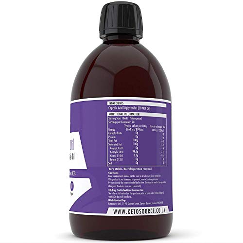 C8 MCT Aceite Puro | Produce 3 X Más Cetonas Que Otros MCT Aceites | Triglicéridos de Acido Caprílico | Paleo y Vegano Amistoso | Botella Sin BPA | Ketosource®