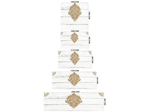 Cabecero Cama PVC Impresión Digital Imitación Madera Blanca con Tribal Estilo Henna 150 x 60 cm | Disponible en Varias Medidas | Cabecero Ligero, Elegante, Resistente y Económico