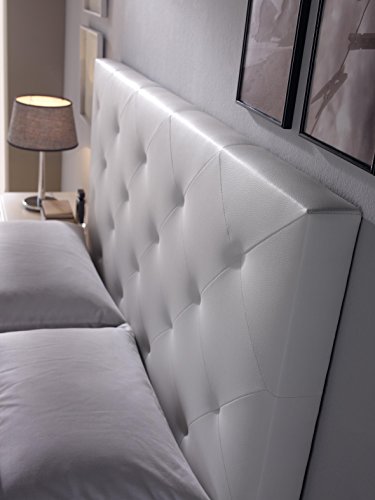 Cabezal tapizado Rombo 150X115 Blanco, Acolchado con Espuma, 8 cm de Grosor, Incluye herrajes para Colgar