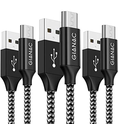 Cable Micro USB, 3 Pack [2M] Trenzado de Nylon Cable Carga Rápida y Sincronizació Compatible con Android, Samsung Galaxy S6 S7 J5 J7, Kindle, Sony, Nexus
