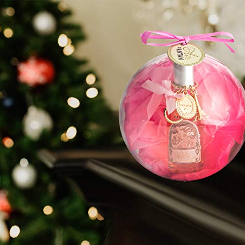 Caja Belleza en Bola de Arbol de Navidad,1 Eau de Toilette de Mujer Rose y 1 llavero de la Torre Eiffel Paris|Perfume Melocotón, Petalos de Rosa, Pachulí, Aroma Floral y Dulce, Colonia 55ml