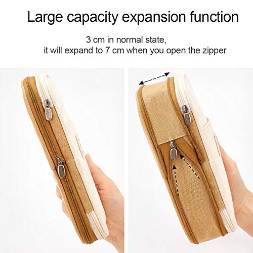 Caja Case con Cremallera de Escolar,Estuche de lápices de lino de gran capacidad,Estuche de lápices para Niños Adolescente,Estuches Algodón y Lino Lápiz Cosmética (Azul claro)