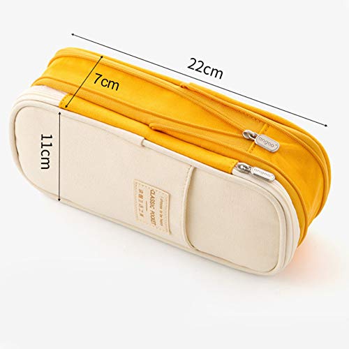 Caja Case con Cremallera de Escolar,Estuche de lápices de lino de gran capacidad,Estuche de lápices para Niños Adolescente,Estuches Algodón y Lino Lápiz Cosmética (Azul claro)