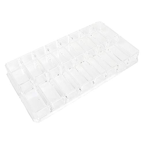 Caja de almacenamiento de cosméticos - 16 rejillas Transparente de doble fila Sombra de ojos de acrílico transparente Polvo suelto Almacenamiento de maquillaje de doble fila