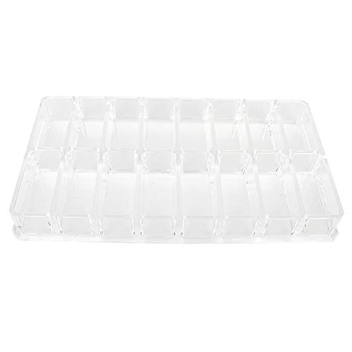 Caja de almacenamiento de cosméticos - 16 rejillas Transparente de doble fila Sombra de ojos de acrílico transparente Polvo suelto Almacenamiento de maquillaje de doble fila