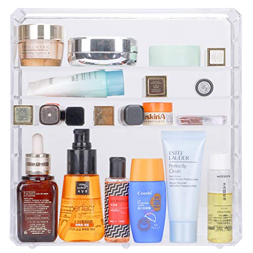 Caja de almacenamiento de maquillaje acrílico transparente de lujo organizador de cosméticos titular joyería caja de almacenamiento de baño con 8 cajones # 29051