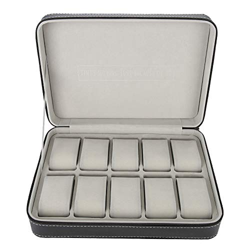 Caja de almacenamiento de reloj, caja de regalo de reloj Caja de reloj de gran espacio, caja de reloj de viaje de 10 rejillas para hombres, mujeres, gafas de sol