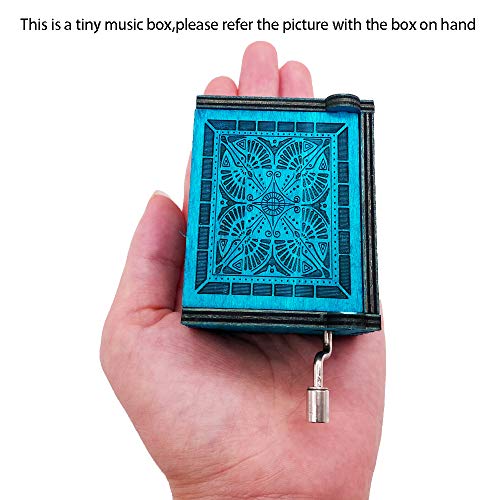 Caja de música de Game of Thrones Caja de música con manivela de mano, caja de música tallada de madera, tamaño mini regalo para hombres/mujeres/niñas/niños, azul
