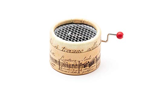 Caja de música La Vie en Rose con mecanismo musical de manivela. Estampado de pentagrama antiguo.