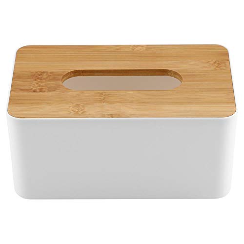 Caja De Pañuelos, Soporte De Caja De Pañuelos De Plástico, Caja De Servilletas, Caja De Soporte De Papel Higiénico, Caja De Pañuelos De Oficina Familiar (Rectangular) con Tapa De Madera, 2020