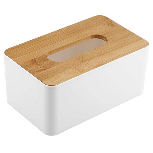 Caja De Pañuelos, Soporte De Caja De Pañuelos De Plástico, Caja De Servilletas, Caja De Soporte De Papel Higiénico, Caja De Pañuelos De Oficina Familiar (Rectangular) con Tapa De Madera, 2020