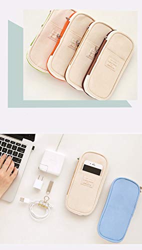 Caja De PapeleríA Macarons Color A Juego Estilo JaponéS Y Coreano Lienzo RetráCtil Cuerpo Variable LáPiz De Gran Capacidad Estuche Para LáPices (MarróN)