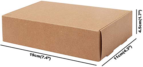 Cajas de Cartón Kraft para Regalos (Pack de 20) - Caja de Regalo 19 x 11 x 4,5cm Empaque Plano Automontable Apto para Fiesta, Boda, Galletas, Dulces y Joyas