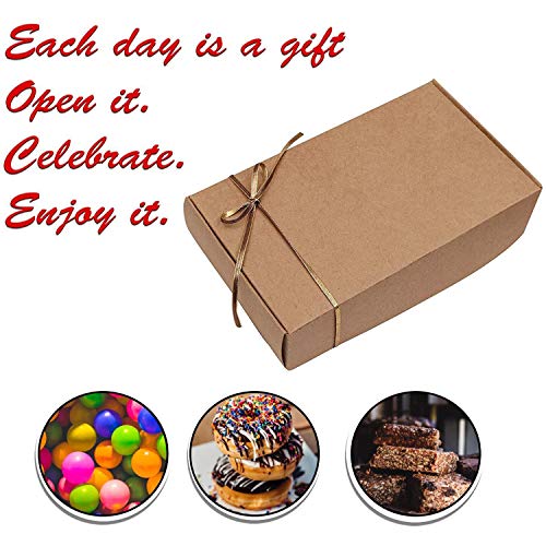 Cajas de Cartón Kraft para Regalos (Pack de 20) - Caja de Regalo 19 x 11 x 4,5cm Empaque Plano Automontable Apto para Fiesta, Boda, Galletas, Dulces y Joyas