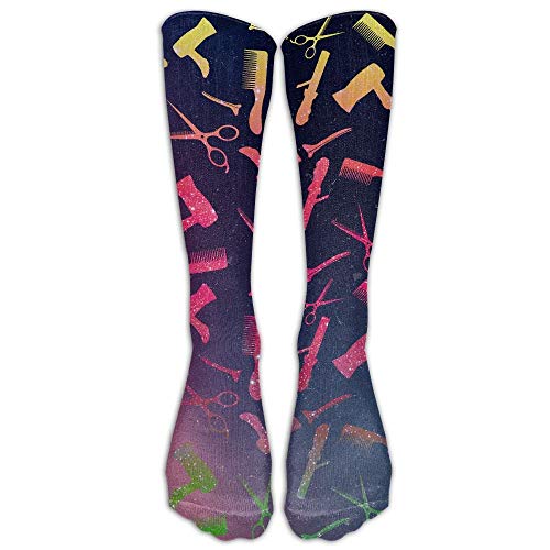 Calcetines deportivos largos unisex para peluquería con purpurina, de algodón, elásticos, unisex, para peluquería
