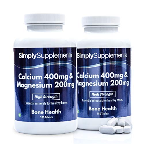 Calcio 400mg y Magnesio 200mg - ¡Bote para 6 meses! - Apto para veganos - 360 Comprimidos - SimplySupplements