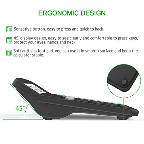 Calculadora,Splaks 2 Pack Calculadora de Escritorio estándar Funcional Sola y AA Batería Dual Power Calculadora Electrónica con 12 dígitos Pantalla Grande (1 Negro + 1 plata)