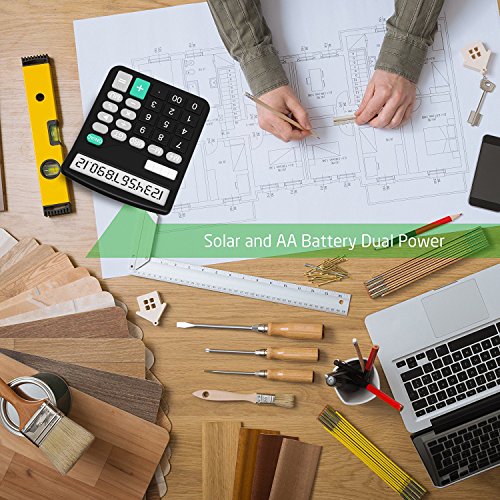 Calculadora,Splaks 2 Pack Calculadora de Escritorio estándar Funcional Sola y AA Batería Dual Power Calculadora Electrónica con 12 dígitos Pantalla Grande (1 Negro + 1 plata)