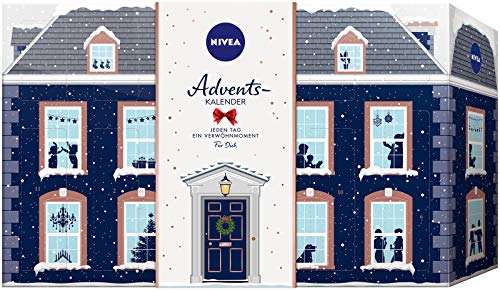 Calendario de Adviento Nivea 2019 para 24 momentos mimados, calendario de Navidad con productos de cuidado seleccionados, set de cuidado para la época de Adviento